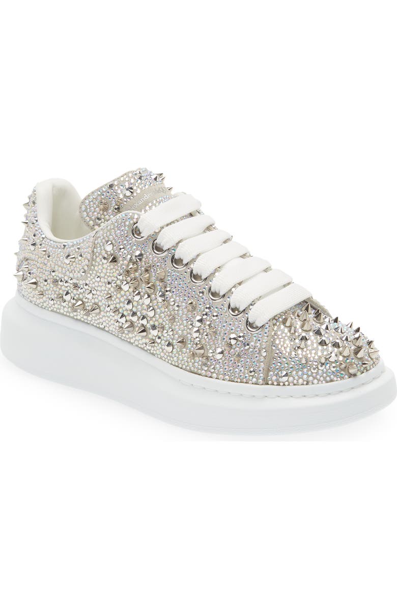McQueen Oversized Crystal & Stud Embellished Platform Sneaker, Main, color,