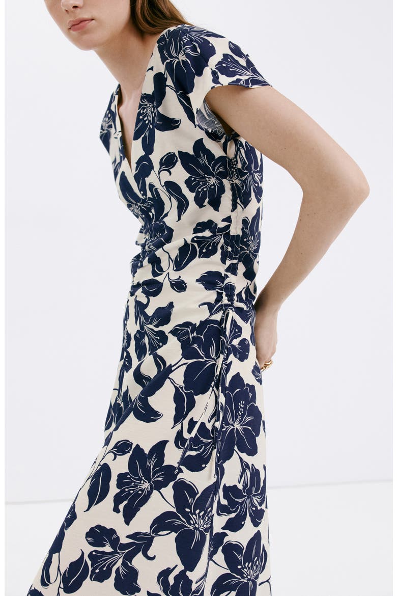 Print Side Ruched Maxi Dress, Alternate, color, ECRU
