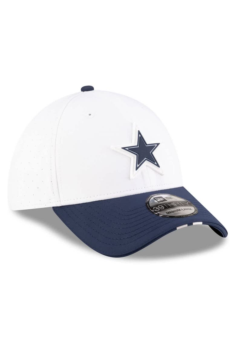 Men's New Era  White/Navy Dallas Cowboys 2025 NFL Training Camp 39THIRTY Flex Hat, Alternate, color, White