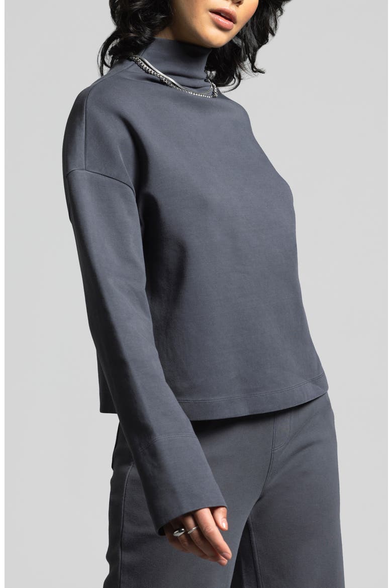 Genevieve Turtleneck Sweatshirt, Alternate, color, EBONY