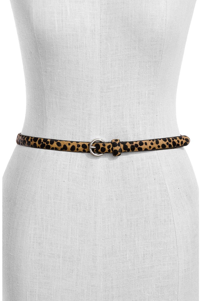 'Leopard - Skinny' Calf Hair Belt, Main, color, LEOPARD