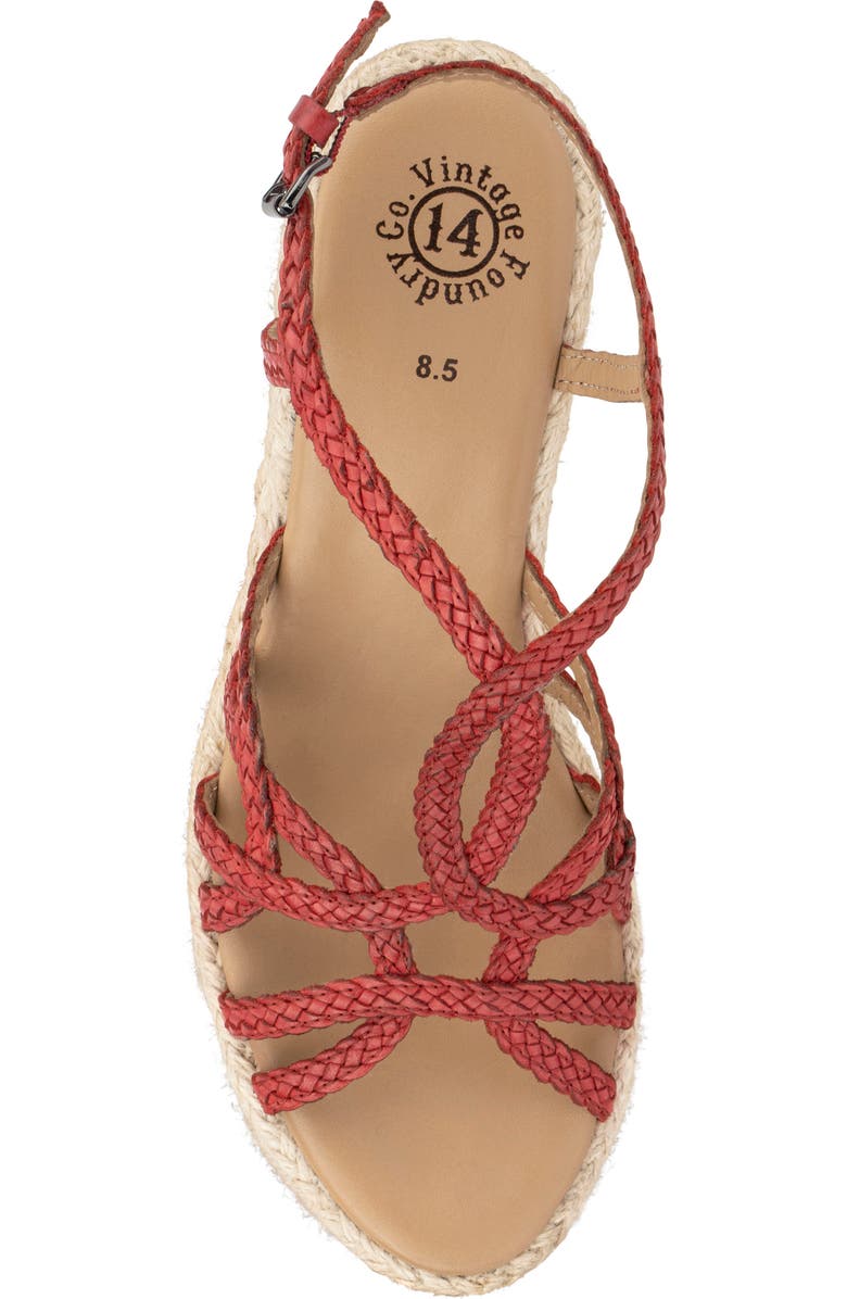 VINTAGE FOUNDRY Eloise Leather Espadrille Platform Wedge Sandal, Alternate, color, Red