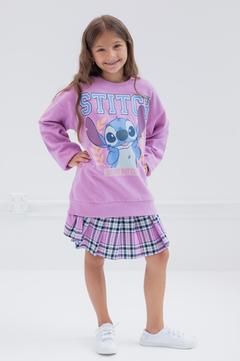 Lilo & Stitch 2-Piece Sweatshirt and Pleated Skirt Set, Alternate, color, Stitch Purple