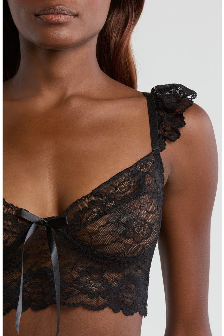 Lace Longline Bralette, Alternate, color, BLACK