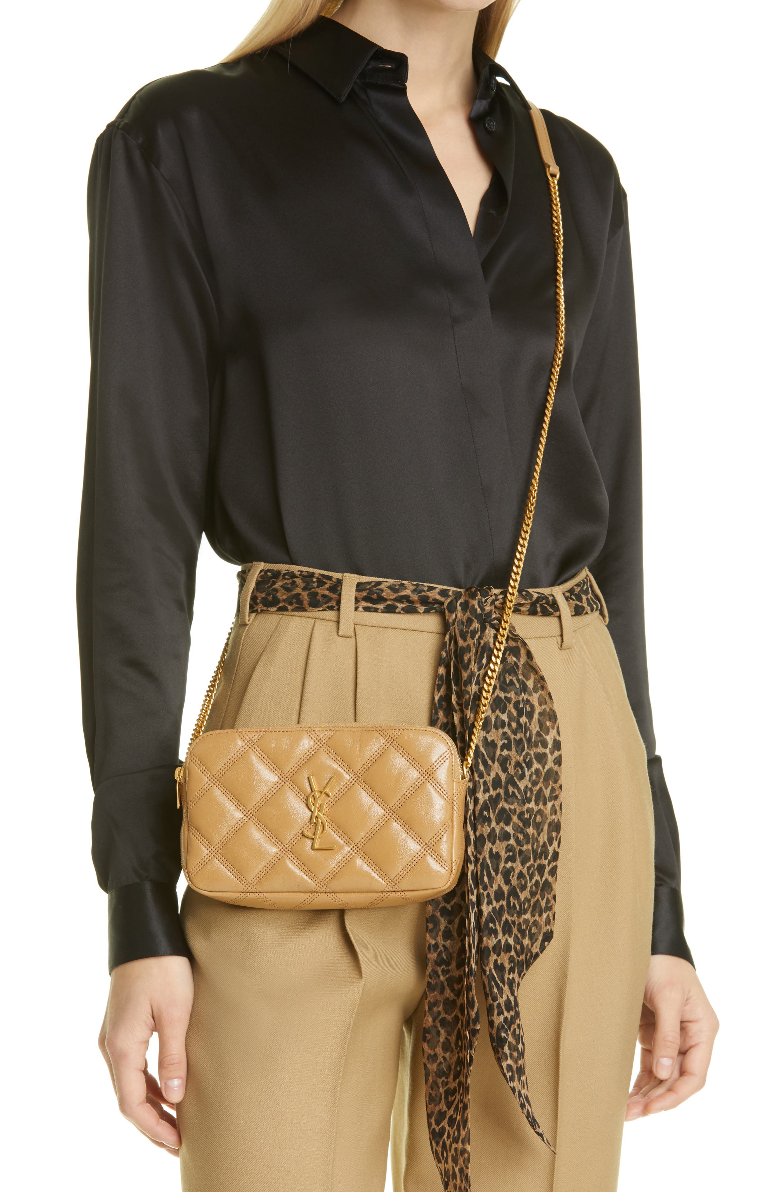 Becky Diamond Quilted Leather Camera Bag, Alternate, color, NATURAL TAN