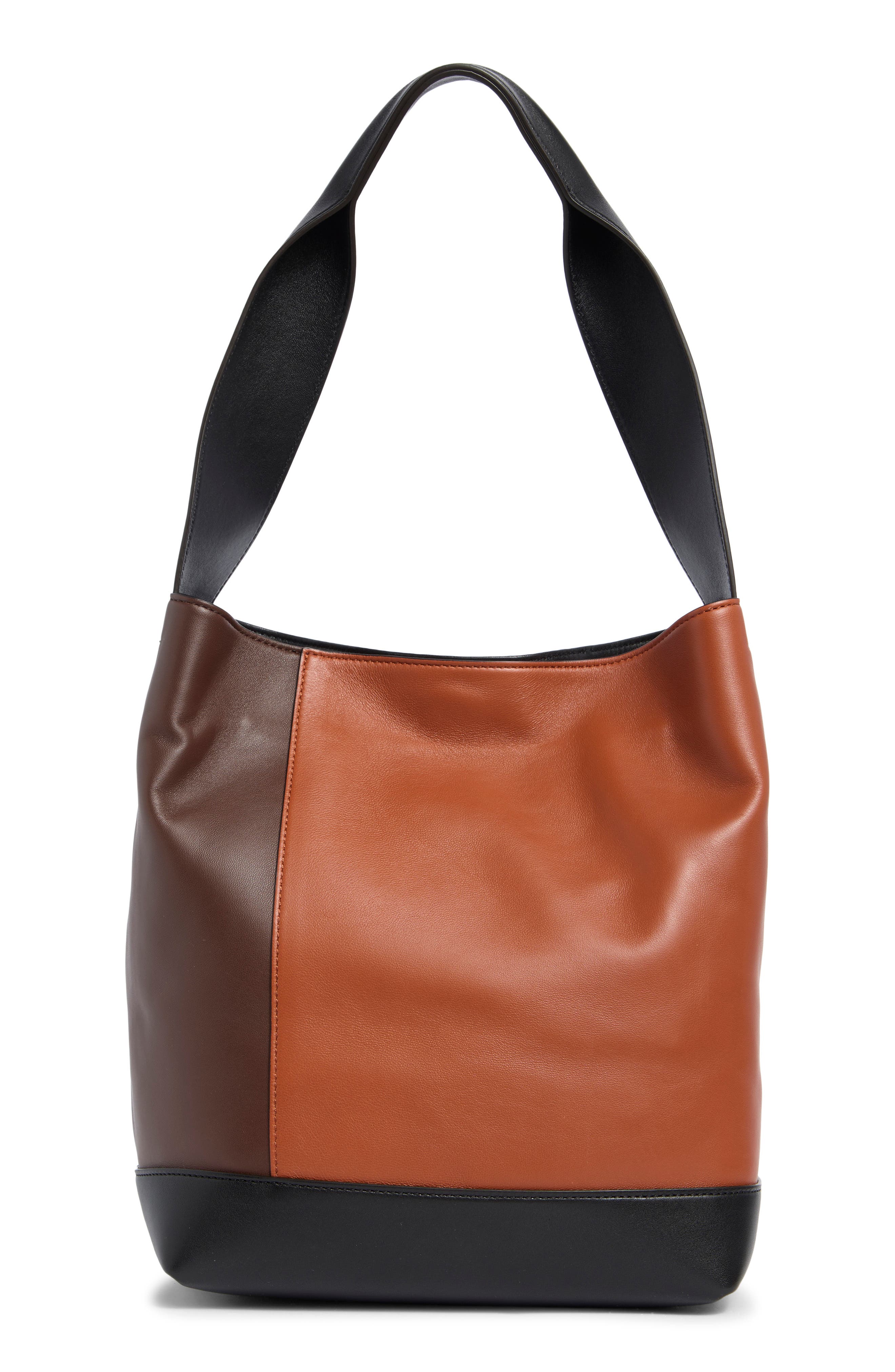 Small Pod 2.0 Colorblock Lambskin Leather Tote, Alternate, color, BARK/ SUDAN/ BLACK