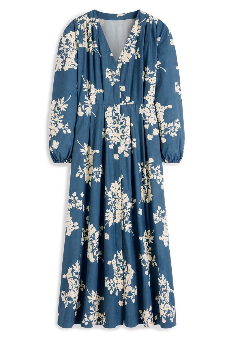 Nicola Cotton Midi Dress, Alternate, color, BLUE, FLECKED BUNCH