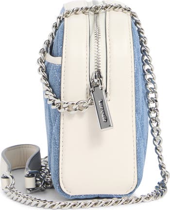 carey colorblock denim mini camera bag