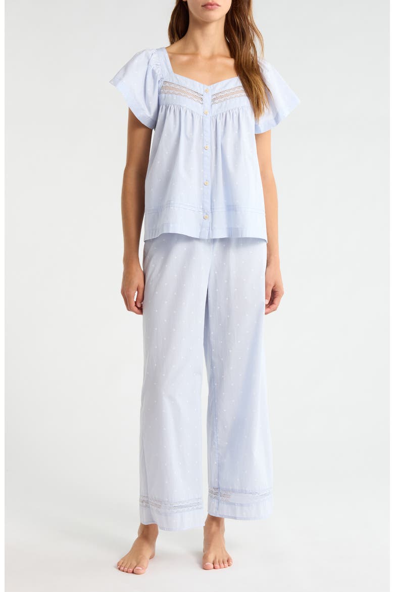 Gingham Cotton Pajamas, Main, color, BLUE- IVORY CLASSIC DOT
