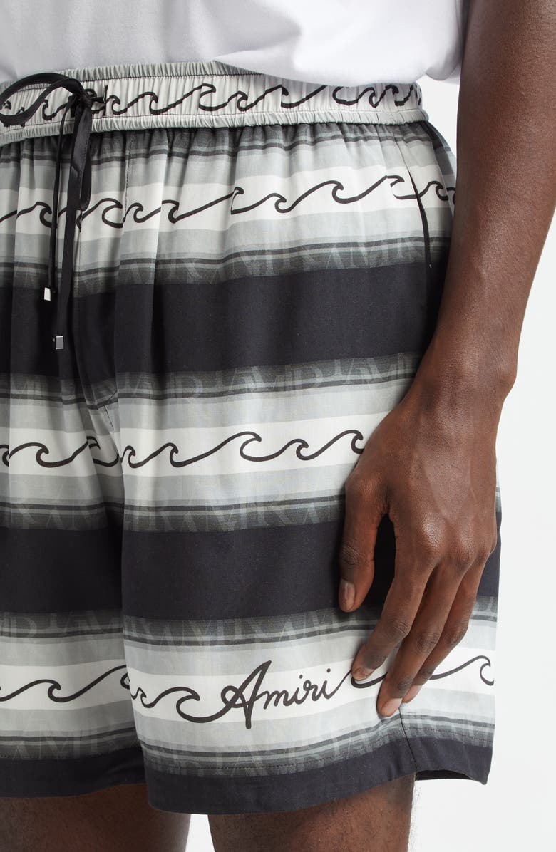 AMIRI Wave Baja Stripe Shorts, Alternate, color, Black