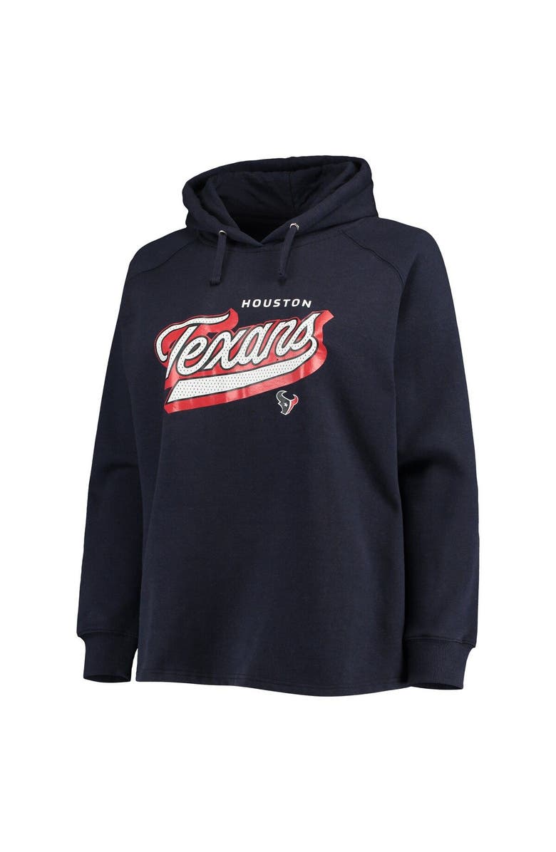 FANATICS Women's Fanatics Branded Navy Houston Texans Plus Size First Contact Raglan Pullover Hoodie, Alternate, color,
