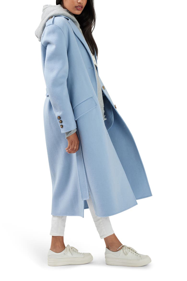 Skylilght Longline Wool Blend Coat, Alternate, color, SKY BLUE