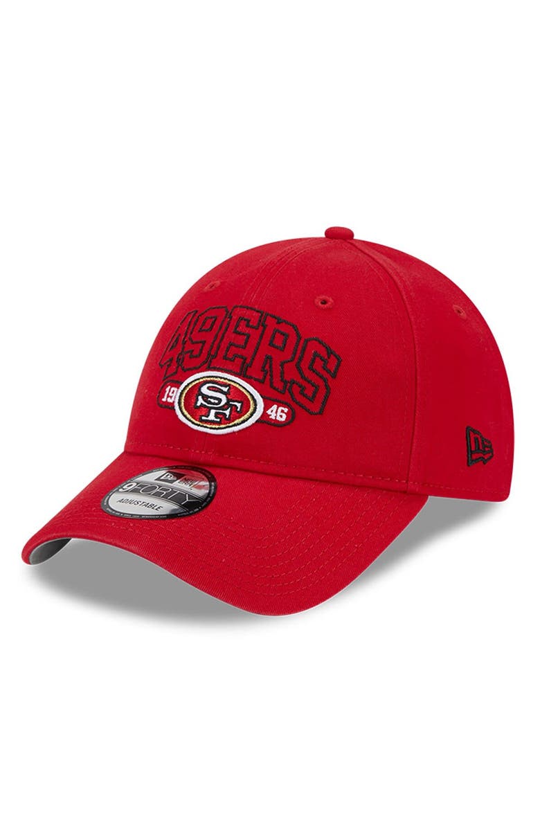 New Era Men's New Era Scarlet San Francisco 49ers Outline 9FORTY Snapback Hat, Main, color,