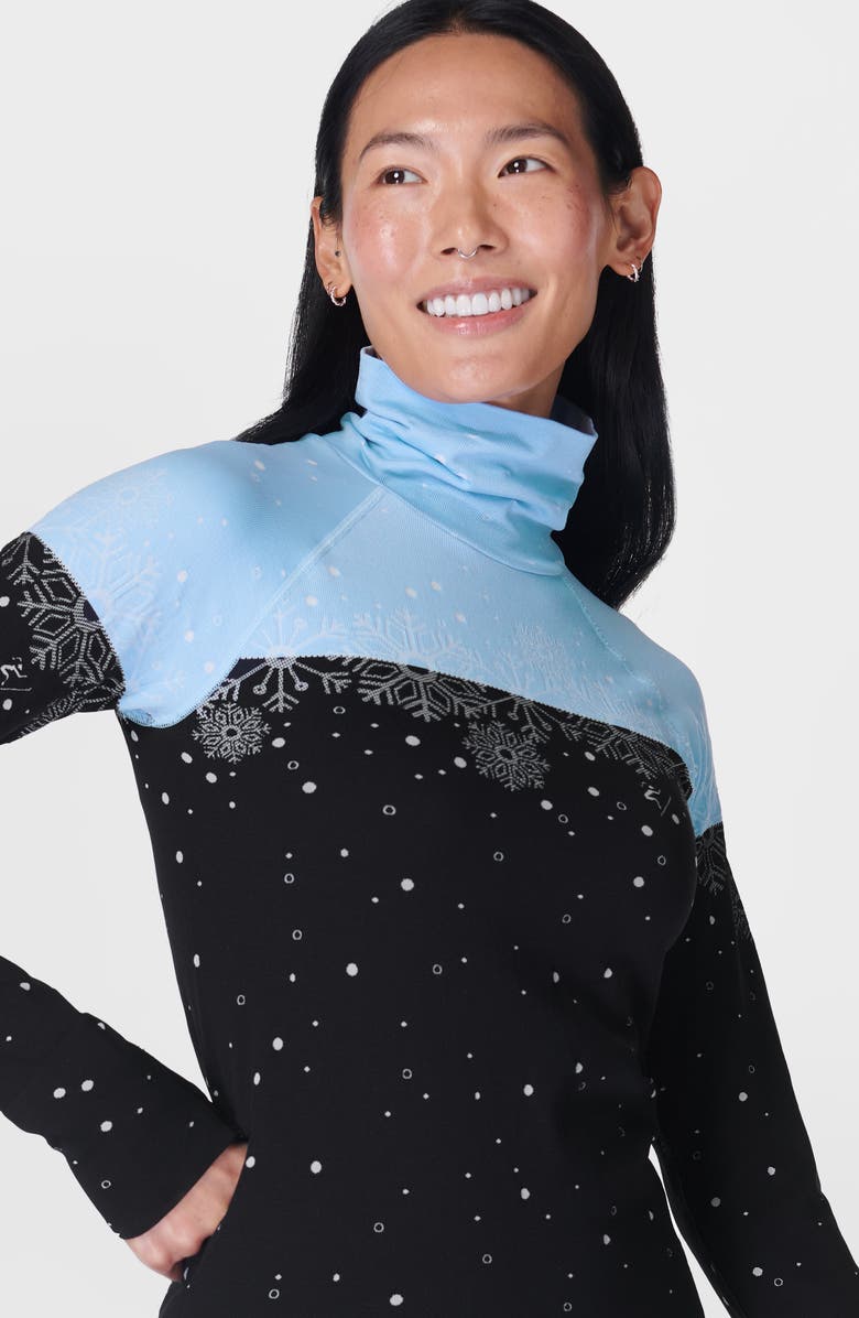 Sweaty Betty Snowflake Mock Neck Base Layer Top, Alternate, color,
