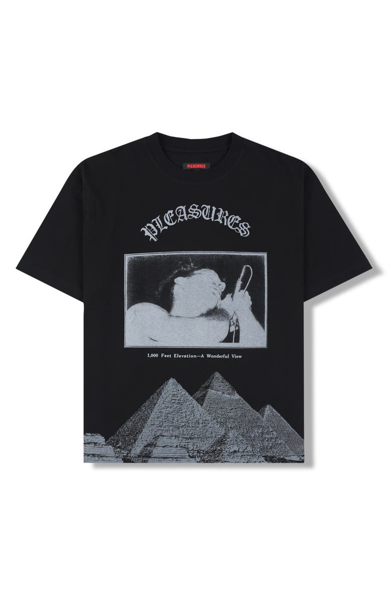 PLEASURES Elevation Heavyweight Cotton Graphic T-Shirt, Alternate, color, Black