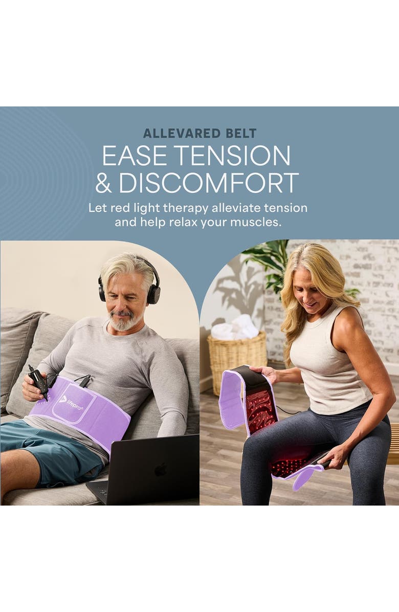 Lifepro Allevared Red Light Therapy Belt  Infrared 660nm and 850nm lights, Alternate, color, Purple