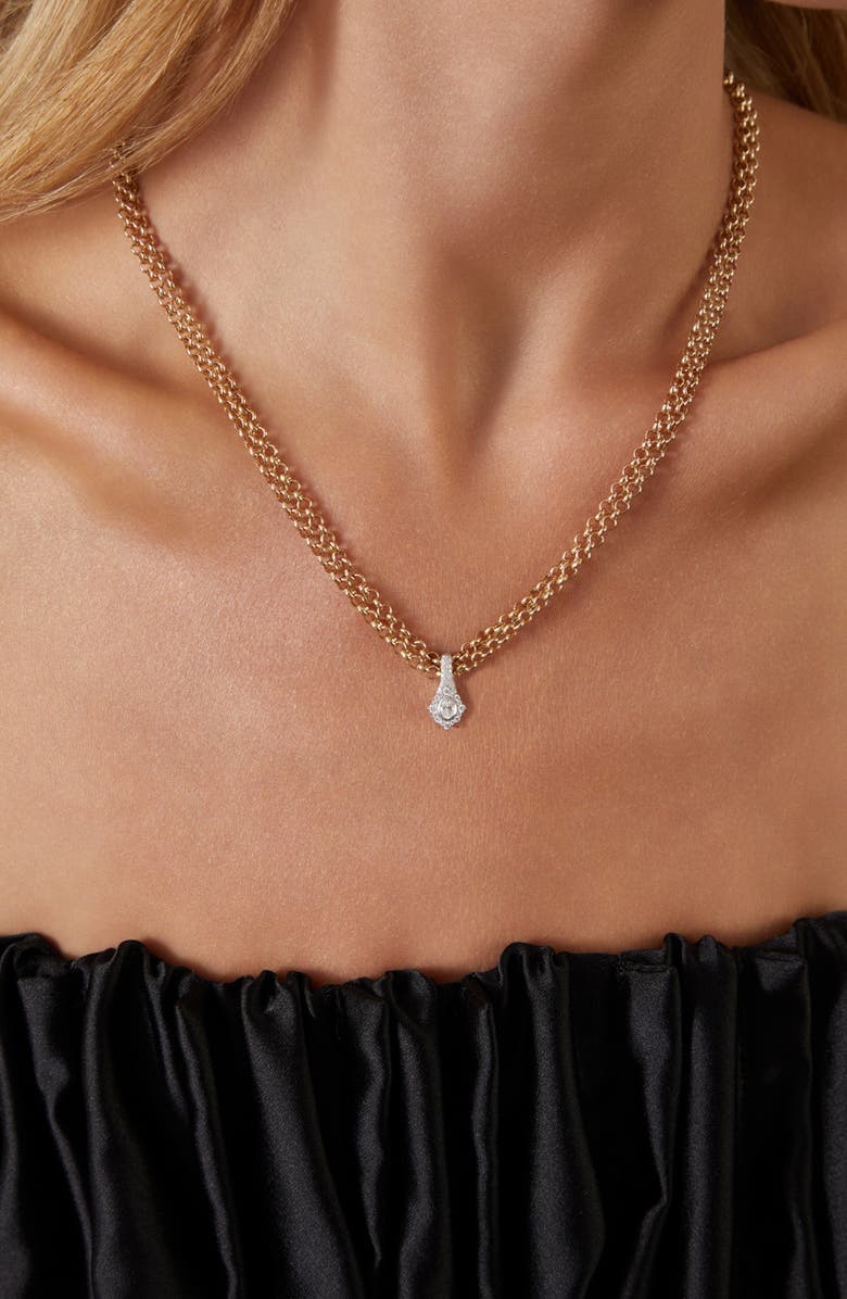 EF Collection Daphne Diamond Pendant Double Chain Necklace, Alternate, color, Gold