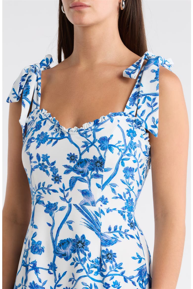 Floral Tie Strap Midi Sundress, Alternate, color, WHITE BLUE
