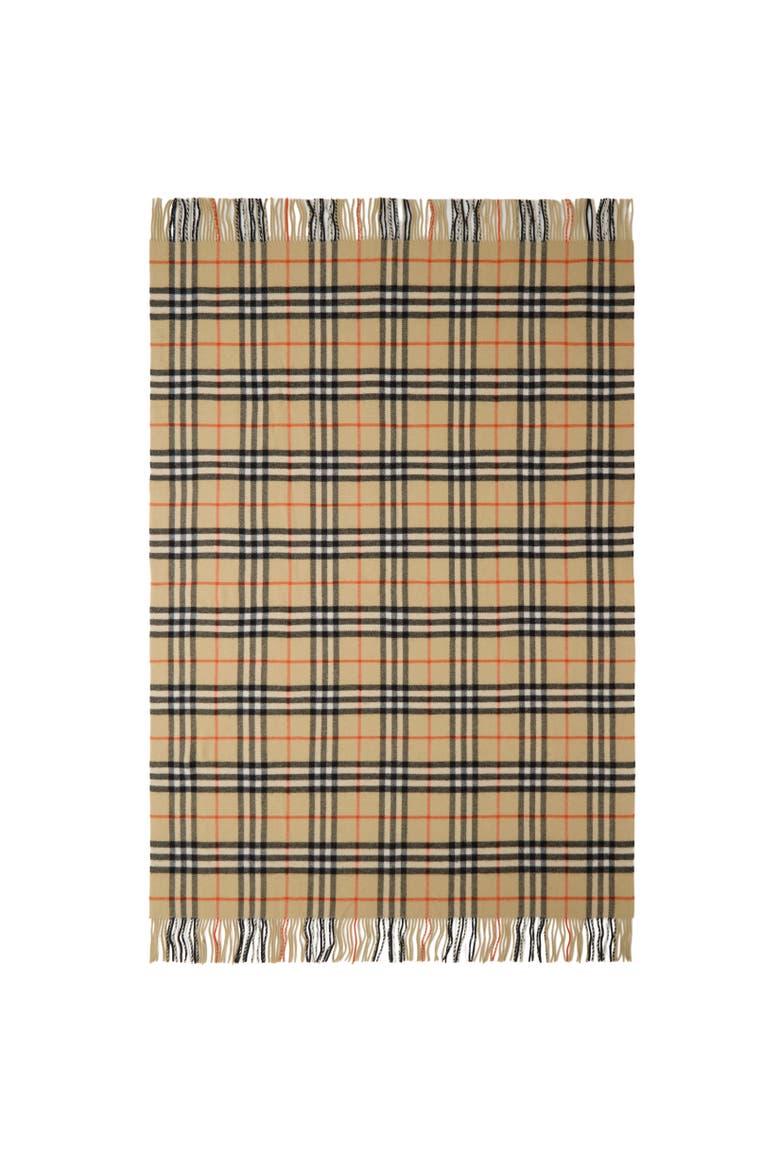 Check Wool Cashmere Blanket, Alternate, color, Sand beige
