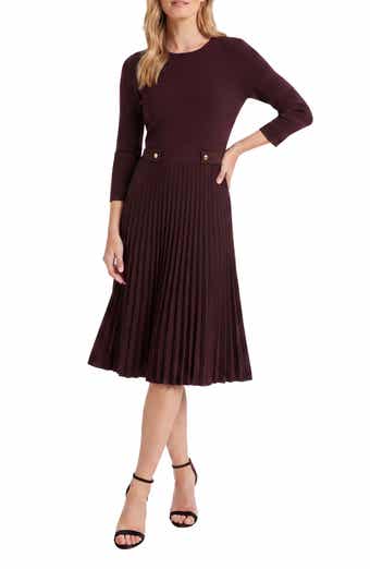 Side Tab Pleated Sweater Dress