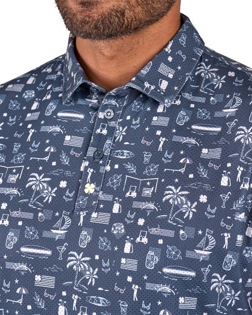 Black Clover Vacation Nation Polo In Blue