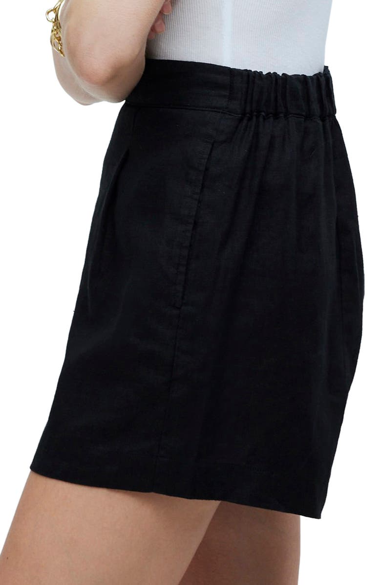 Madewell Clean Linen Pull-On Shorts, Alternate, color, True Black