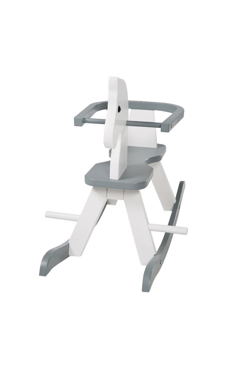 Roba-Kids Solid Wooden Rocking Horse in White & Gray, Alternate, color,