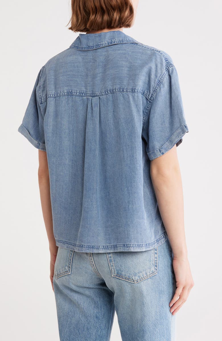FOR THE REPUBLIC Short Sleeve Popover Top, Alternate, color, Med Wash