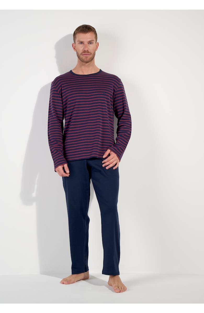 HOM Carson Long Pajama Set, Alternate, color, Navy Stripes