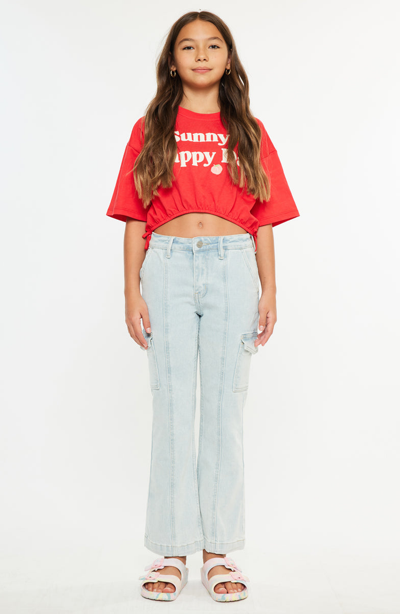 KanCan Normani High Rise Cargo Flare Jeans, Main, color, Light Wash