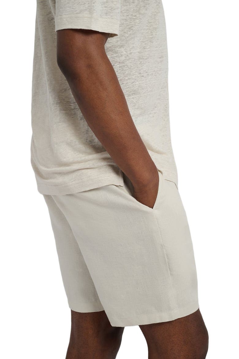 Linen Fixed-Waist Short, Alternate, color, STONE