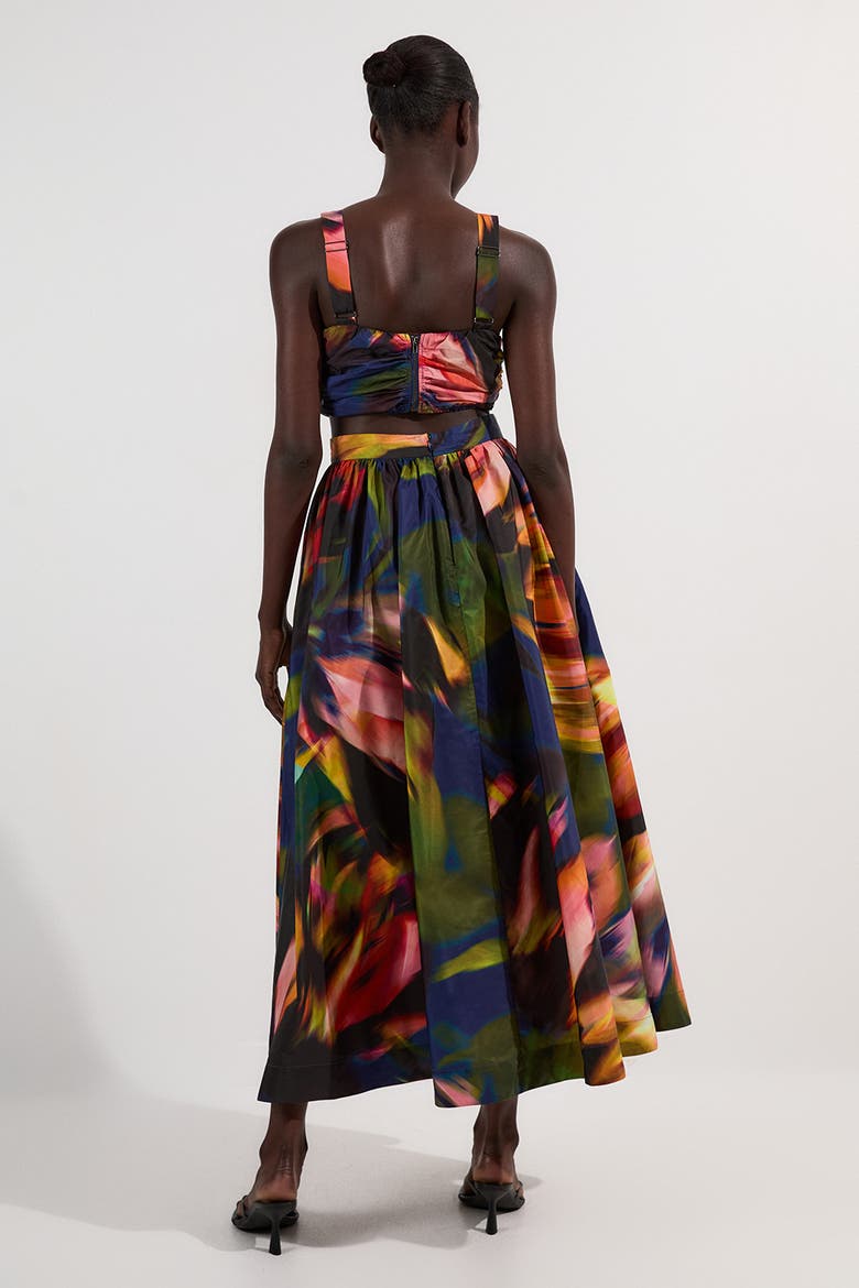 Blurred Floral Taffeta Maxi Dress, Alternate, color, Multi