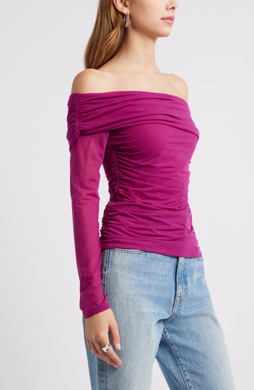 Open Edit Off The Shoulder Knit Top In Purple Magenta