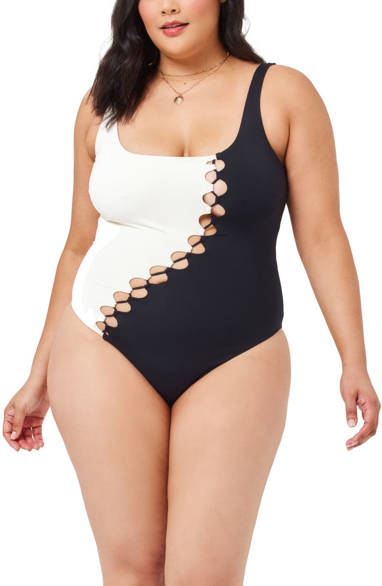 LSPACE Solstice Bitsy Cutout Colorblock One-Piece Swimsuit, Alternate, color,