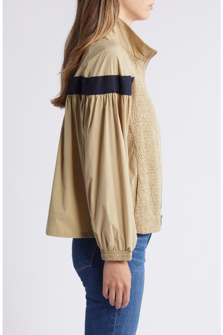 Missy Water Repellent Smocked Jacket, Alternate, color, KHAKI