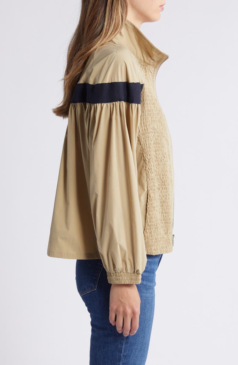 NIKKI LUND Missy Water Repellent Smocked Jacket, Alternate, color, Khaki