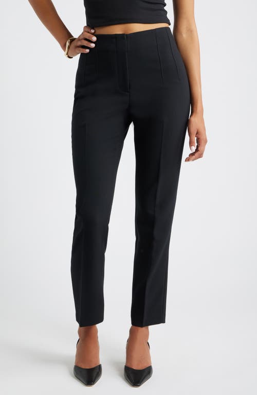 Open Edit Icon High Waist Ankle Cigarette Pants In Black
