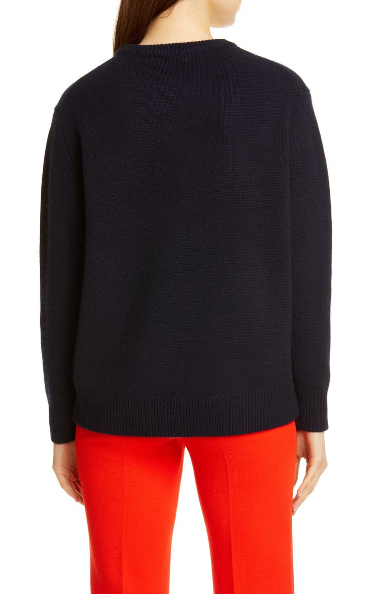 Lela Rose Floral Embroidered Mock Neck Sweater, Alternate, color, 