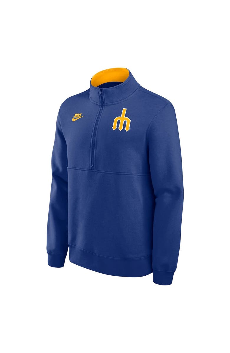 Nike Men's Nike Royal Seattle Mariners Cooperstown Collection Fleece Half-Zip Pullover, Alternate, color, 