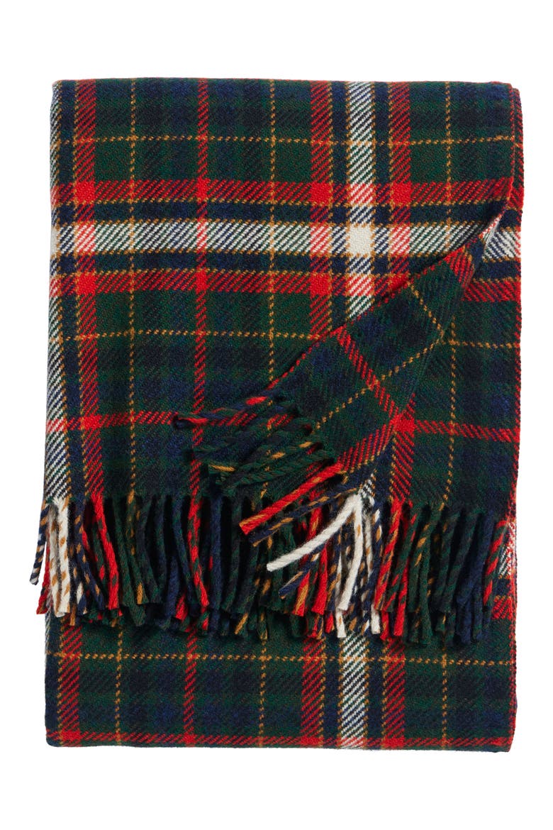 Fireside Virgin Wool Throw, Main, color, LAUREN GREEN/ RED
