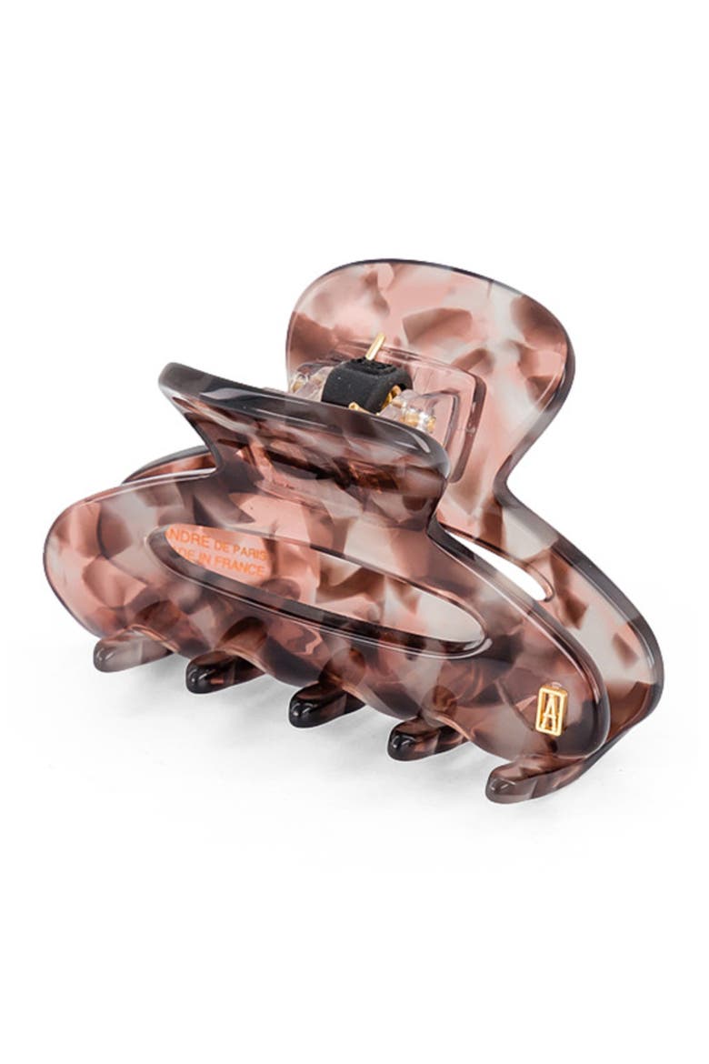 Composition Small Acetate Hair Clip, Alternate, color, Marble rose and grey