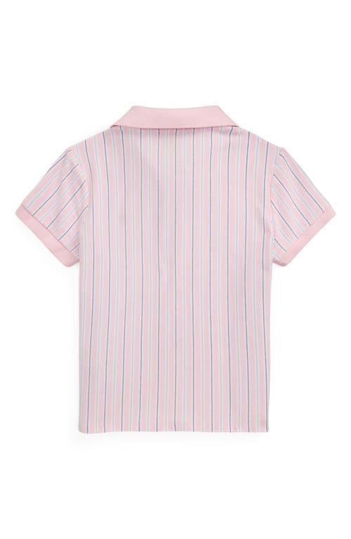 Polo Ralph Lauren Ralph Lauren Striped Oxford Mesh Boxy Polo Shirt In Pink