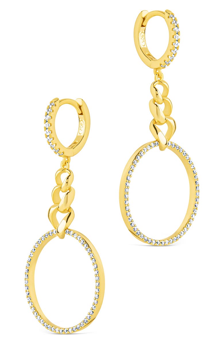 Sterling Forever Rosaline Cubic Zirconia Floating Ring Dangle Drop Earrings, Alternate, color, Gold