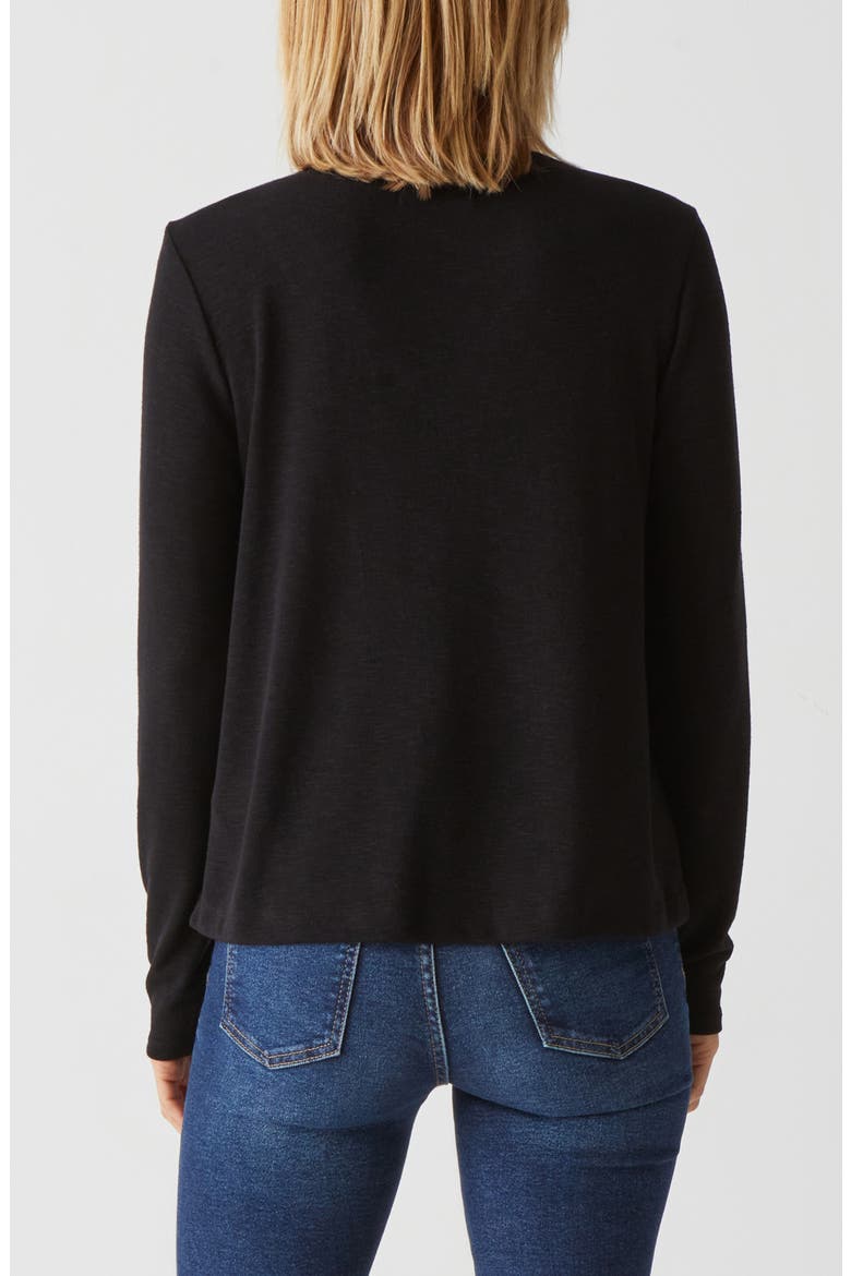 Bebe Lace Trim Relaxed Top, Alternate, color, BLACK