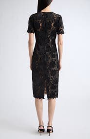 Carolina Herrera Velvet Rose Stretch Lace Cocktail Dress