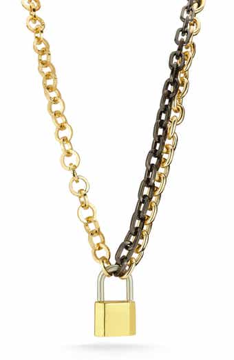 Padlock Pendant Mixed Link Necklace
