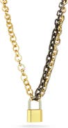 CHLOE AND MADISON Padlock Pendant Mixed Link Necklace