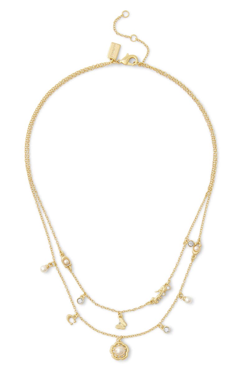 COACH Tearose Faux Pearl Layered Necklace, Main, color,