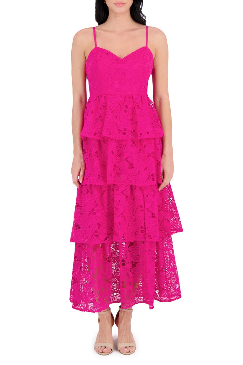 Embroidered Lace Maxi Dress, Main, color, HOT PINK