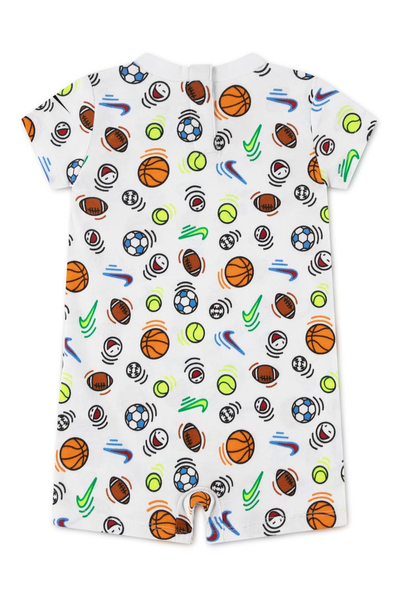 Swoosh Sportball Romper, Alternate, color, WHITE